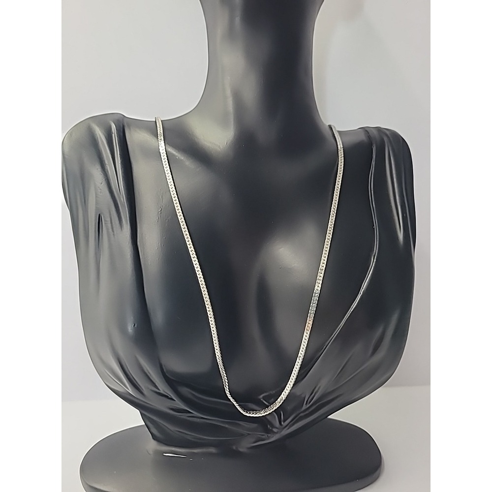 Vintage Monet Silver Tone Herringbone Chain 27" Long Jewelry Costume
